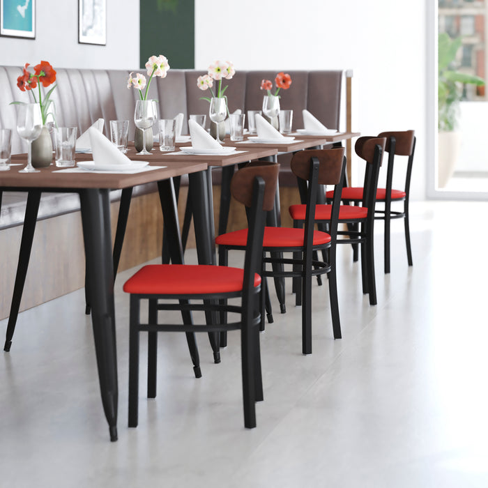 Red Vinyl/Wood Back Chair