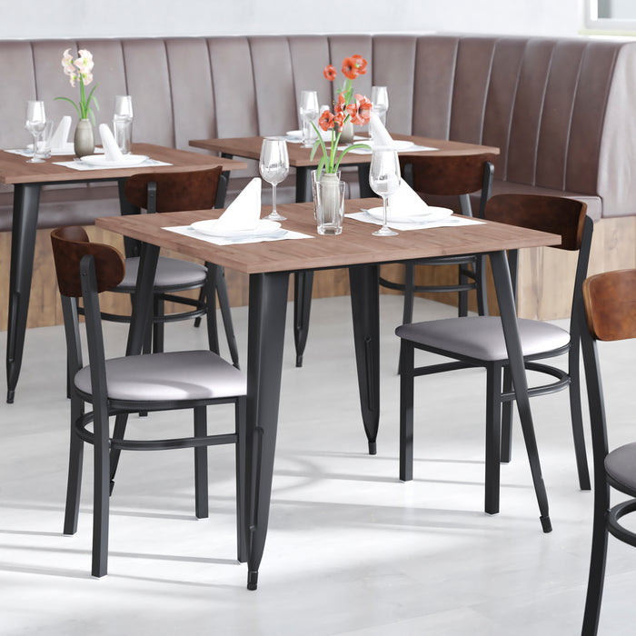 Gray Vinyl/Wood Back Chair
