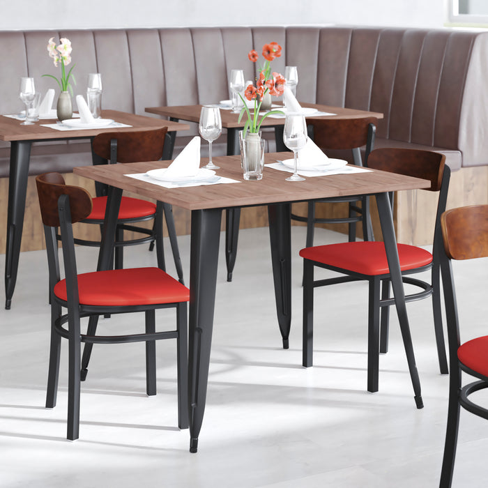 Red Vinyl/Wood Back Chair