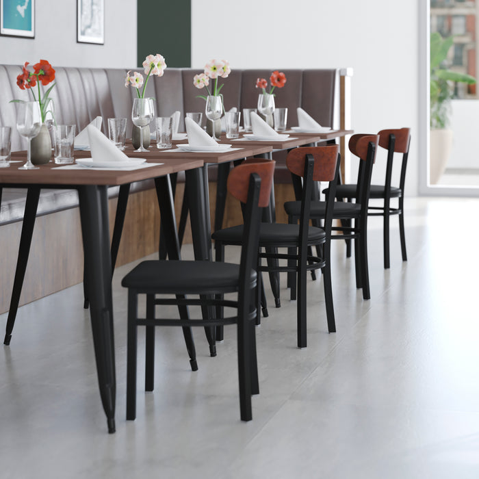 Black Vinyl/Wood Back Chair