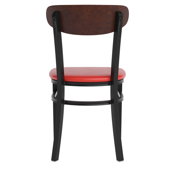 Red Vinyl/Wood Back Chair