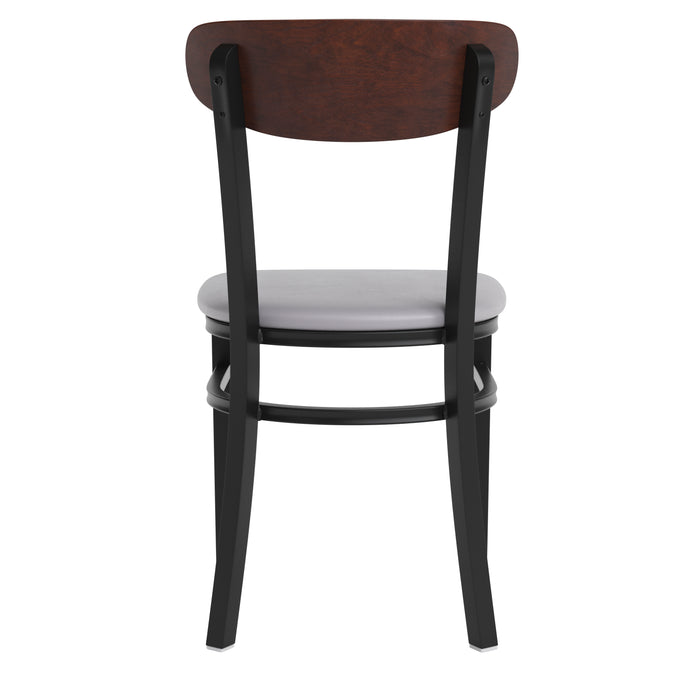Gray Vinyl/Wood Back Chair