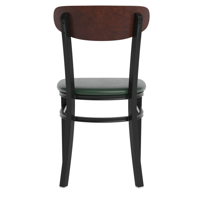 Green Vinyl/Wood Back Chair