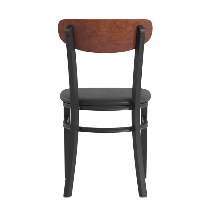 Black Vinyl/Wood Back Chair