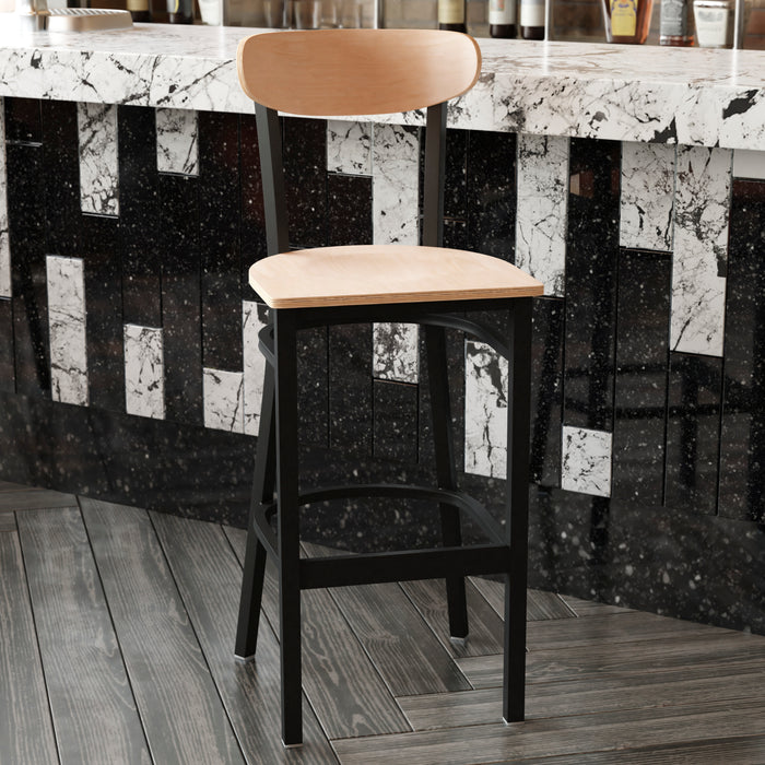 Natural Metal & Wood Barstool