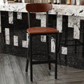 Walnut Metal & Wood Barstool