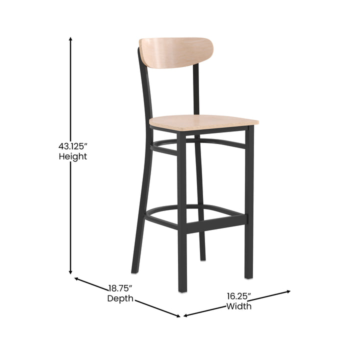 Natural Metal & Wood Barstool