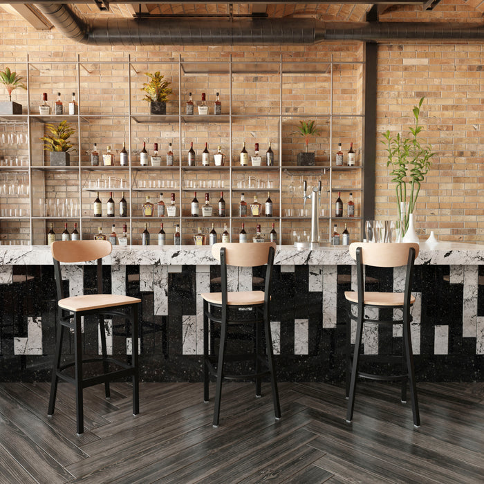 Natural Metal & Wood Barstool
