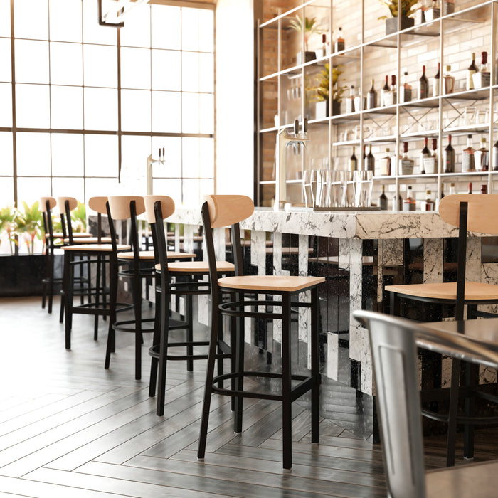 Natural Metal & Wood Barstool