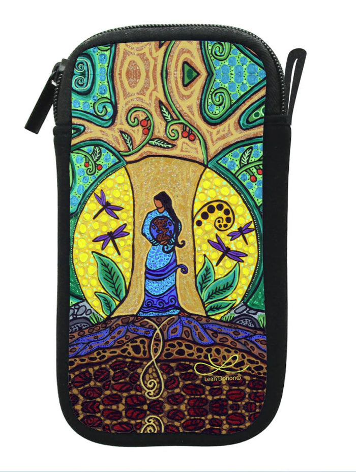 Zippered Accessories Case "Strong Earth Woman" Artwork by Metis Artist Leah Dorion indigenous art gift by Leah Dorion Canada